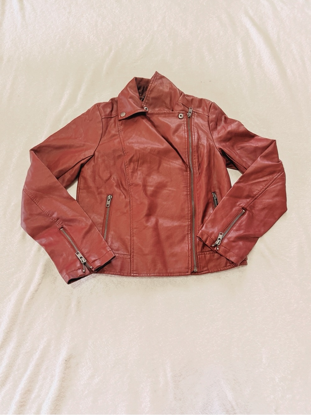 Forever 21 Rust Red Faux Leather Moto Jacket